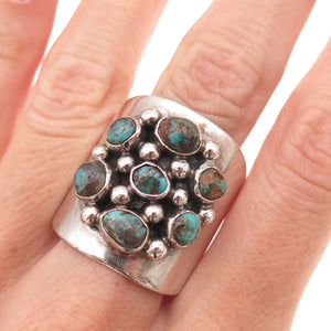 Bernice Bonney Navajo Old Pawn Sterling Silver Vintage Turquoise Ring Size 12.75