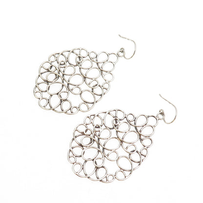 925 Sterling Silver Vintage Modernist Swirl Teardrop Earrings