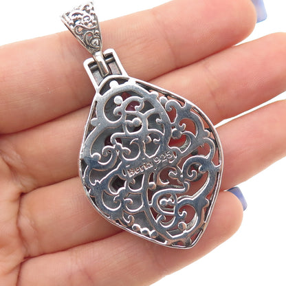 BERIA 925 Sterling Silver Vintage Real Amethyst & Mystic Quartz Charm Pendant