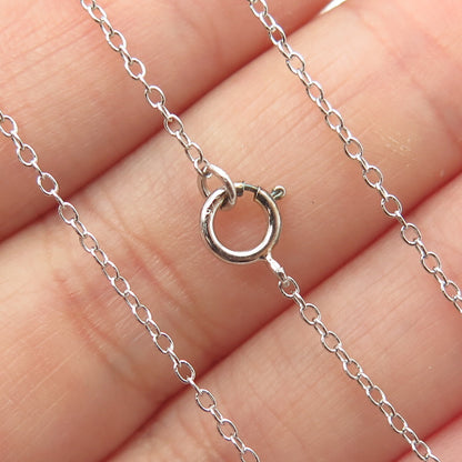925 Sterling Silver Round-Cut C Z Heart Cable Chain Necklace 16-18"