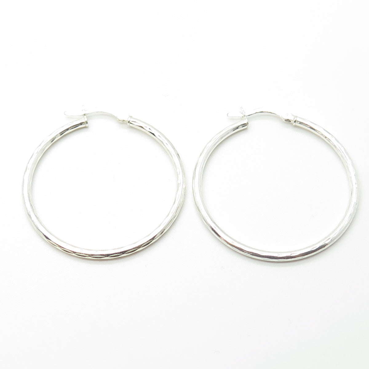 HAN 925 Sterling Silver Textured Hoop Earrings