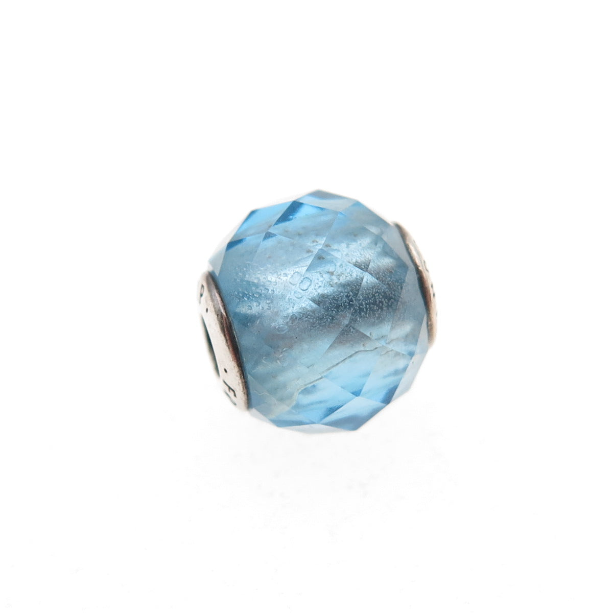 Pandora 925 Sterling Silver Blue Crystal Essence Friendship Slide Bead Charm