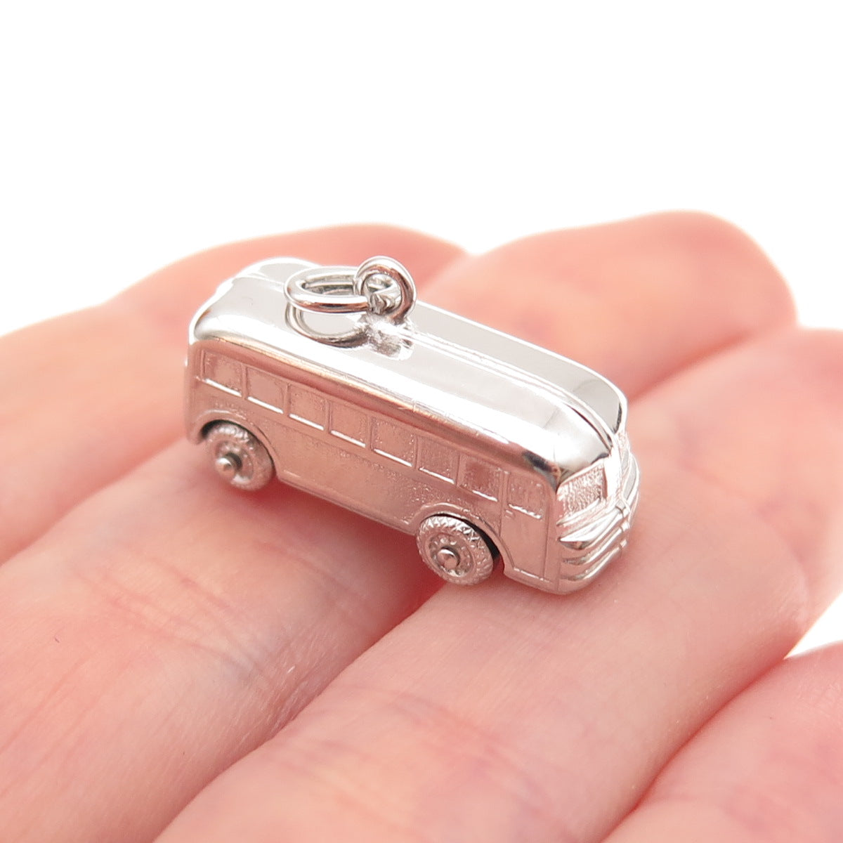 Art's Elegance 925 Sterling Silver Vintage Volkswagen Bus 3D Charm Pendant