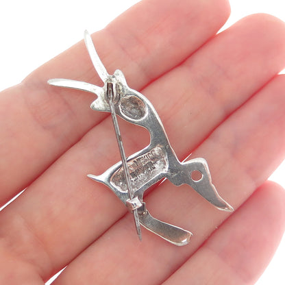 925 Sterling Silver Vintage Mexico Deer Oxidized Pin Brooch