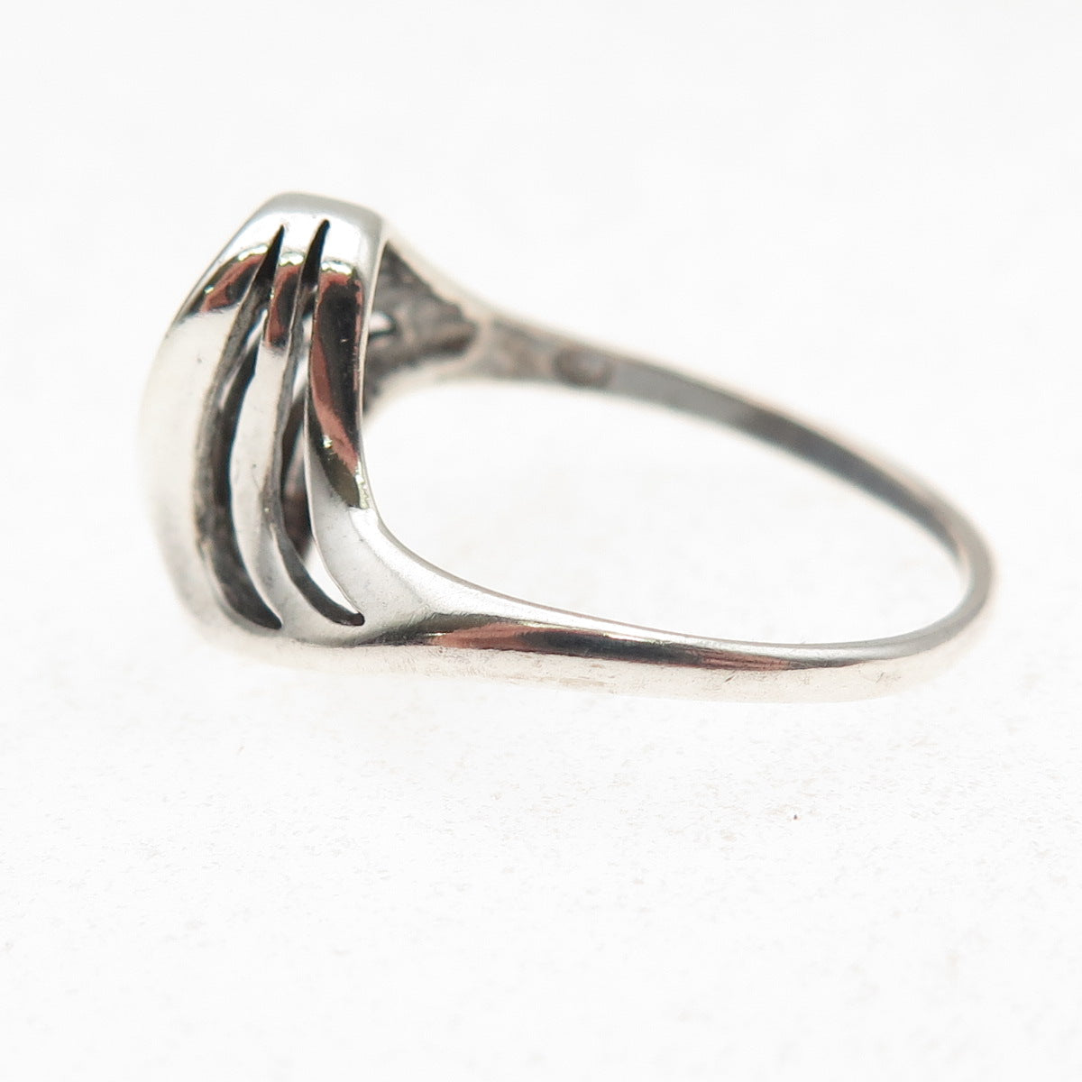 Shube 925 Sterling Silver Vintage Modernist Oxidized Ring Size 7.75