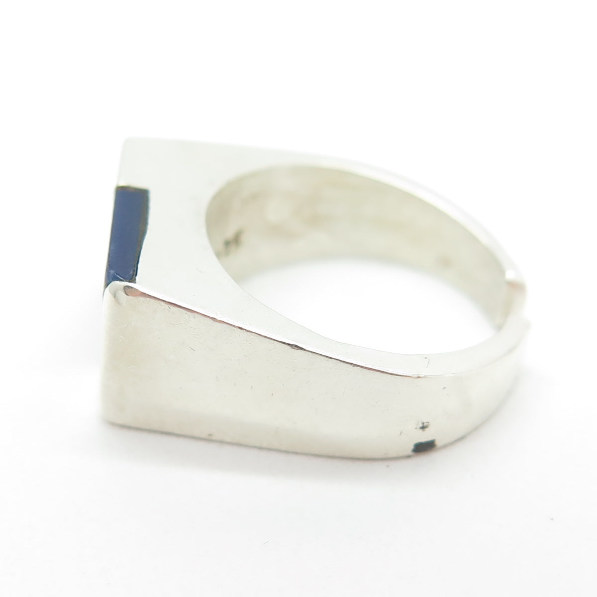 925 Sterling Silver Enamel Modernist Adjustable Ring Size 4.5