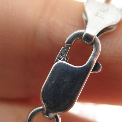 SLV Sadye L Vassil Sterling Silver Italy Real Diamond Heart Charm Bracelet 7"