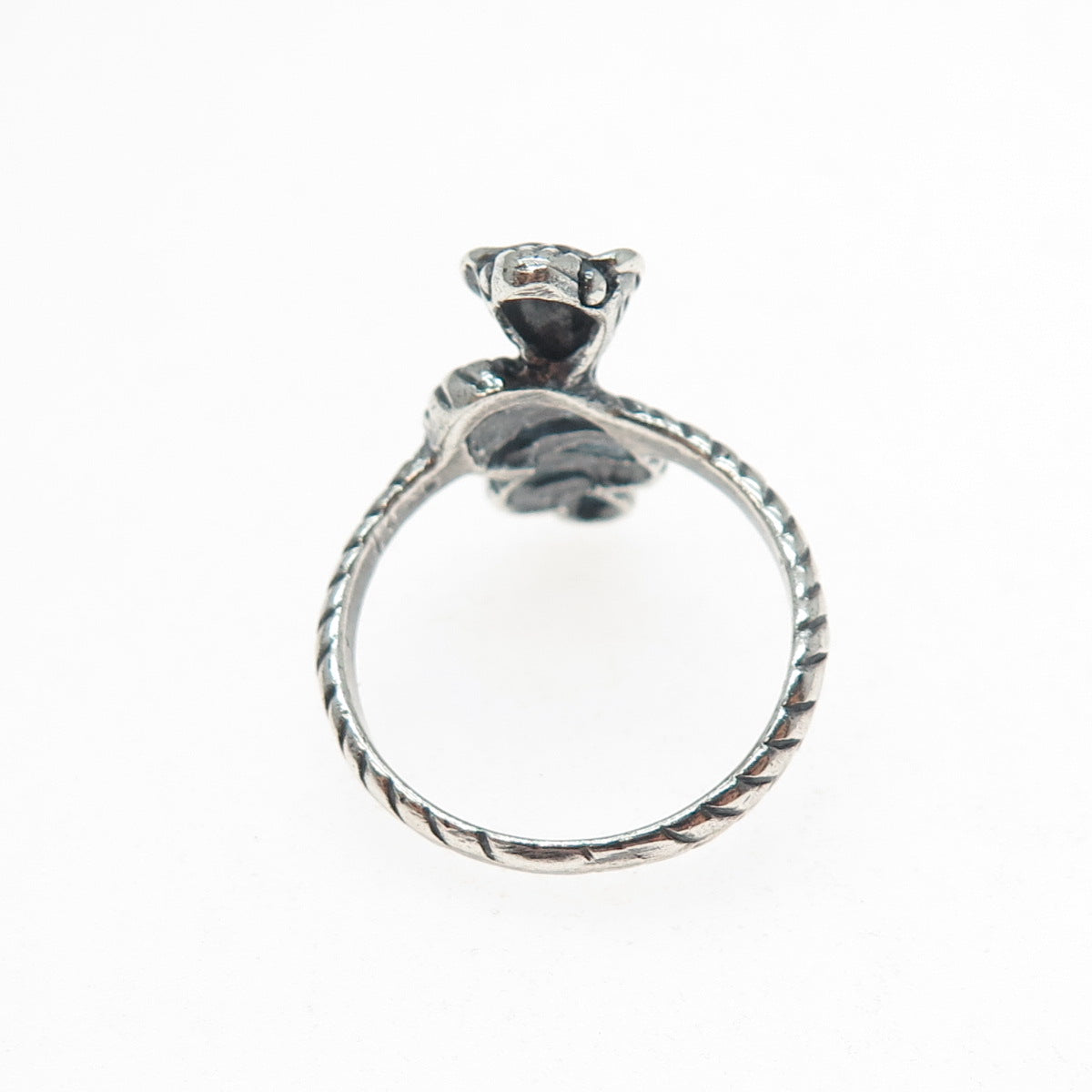 925 Sterling Silver Vintage Cobra Snake Oxidized Ring Size 9