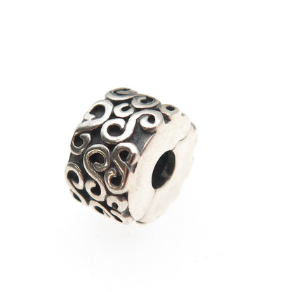 Pandora 925 Sterling Silver S Swirl Clip Bead Charm