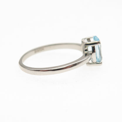 Dazzlers 925 Sterling Silver Real Oval-Cut Blue Topaz Ring Size 6
