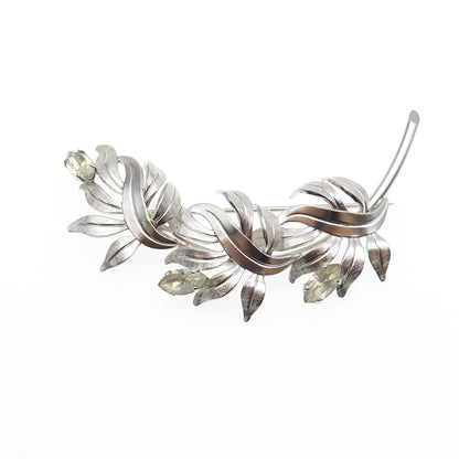A&Z HAYWARD 925 Sterling Silver Antique Art Deco Rhinestone Floral Pin Brooch