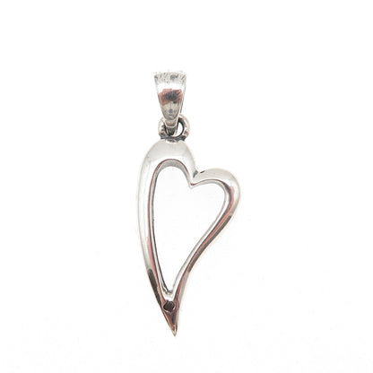 Ken Crafts 925 Sterling Silver Vintage Modernist Heart Charm Pendant