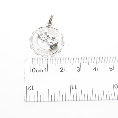 SASCO 925 Sterling Silver Vintage Las Vegas Nevada Lucky Dices Charm Pendant