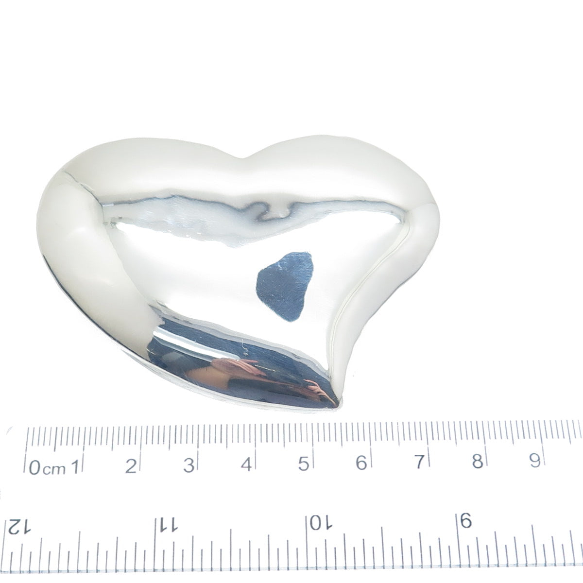 925 Sterling Silver Vintage Modernist Puffy Heart Belt Buckle