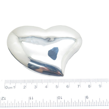925 Sterling Silver Vintage Modernist Puffy Heart Belt Buckle