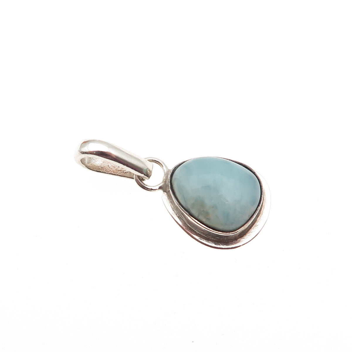 925 Sterling Silver Vintage Real Larimar Modernist Charm Pendant