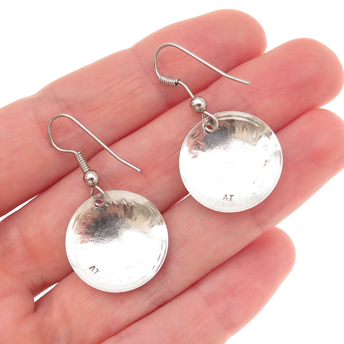 Abel Toledo Navajo Old Pawn 925 Sterling Silver Vintage Concho Dangle Earrings