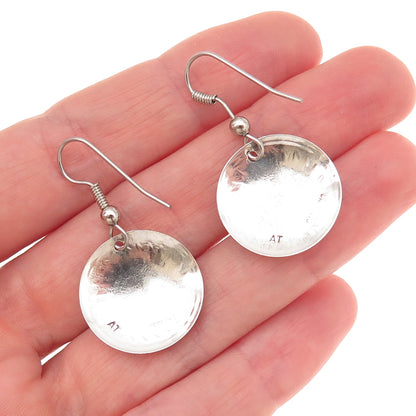 Abel Toledo Navajo Old Pawn 925 Sterling Silver Vintage Concho Dangle Earrings