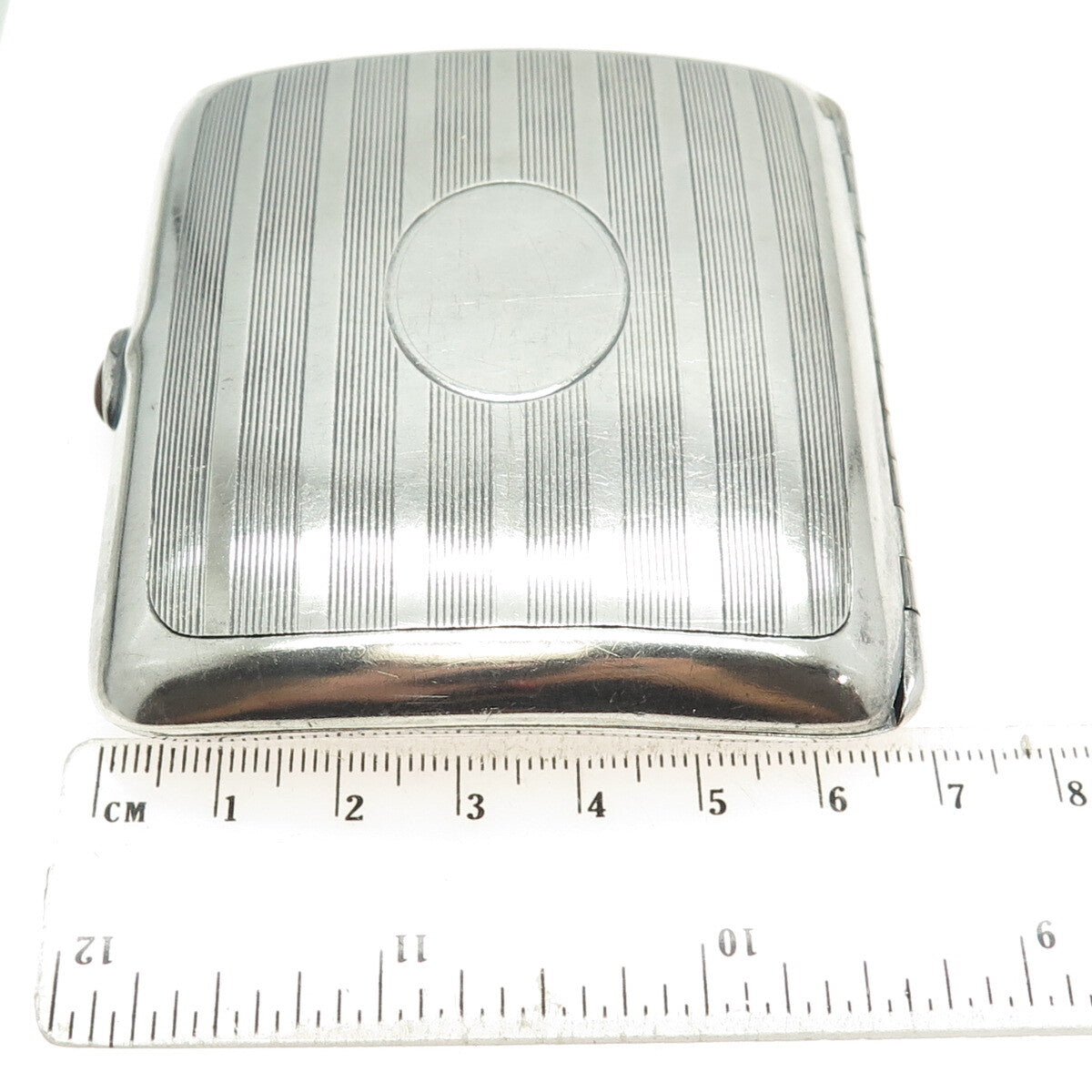 WATROUS MFG CO 925 Sterling Silver Antique Art Deco Carnelian Cigarette Case #38