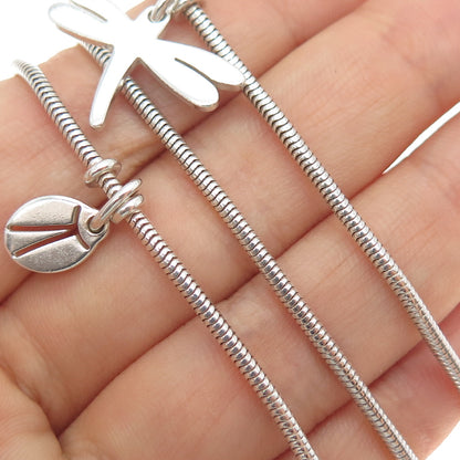 CLIO BLUE 925 Sterling Silver Vintage Multi-Charm Snake Chain Necklace 20"