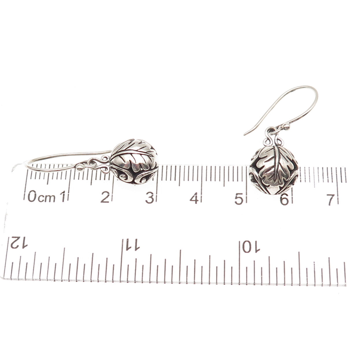 ATI Annika Witt 925 Sterling Silver Vintage Floral Oxidized Dangle Earrings