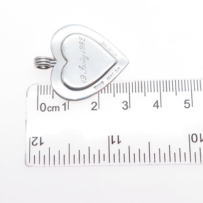 TIFFANY & CO. 925 Sterling Silver 18K Gold Vintage Engraved Heart Charm Pendant