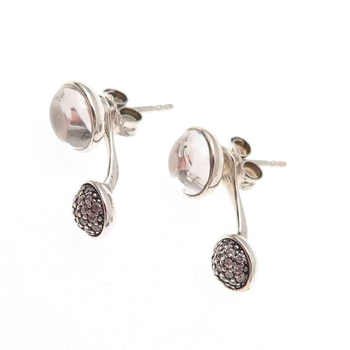 Pandora Sterling Crystal & C Z Dazzling Poetic Droplets Interchangeable Earrings