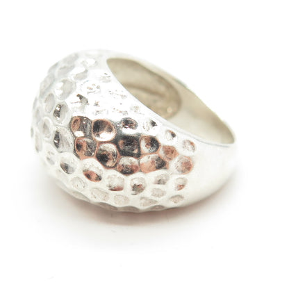 925 Sterling Silver Vintage Hammered Finish Ring Size 6