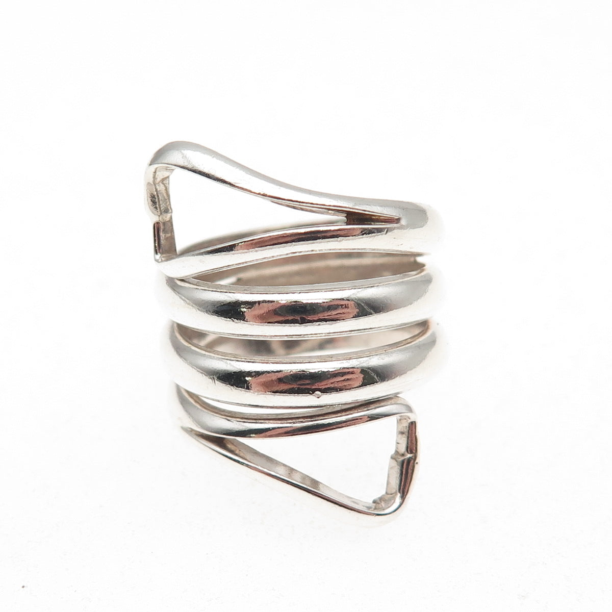 925 Sterling Silver Vintage Modernist Wrap Ring Size 6