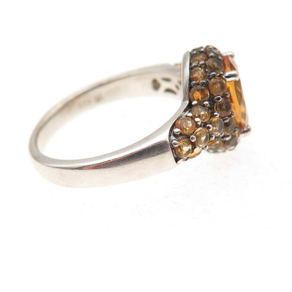 Michelle Albala 925 Sterling Silver Real Oval & Round-Cut Citrine Ring Size 7