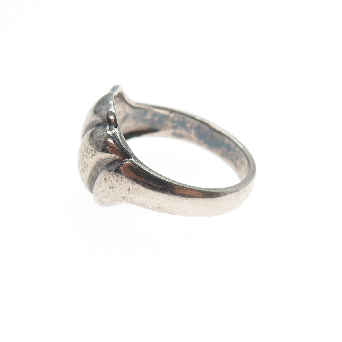 925 Sterling Silver Vintage Modernist Wavy Oxidized Ring Size 7.25