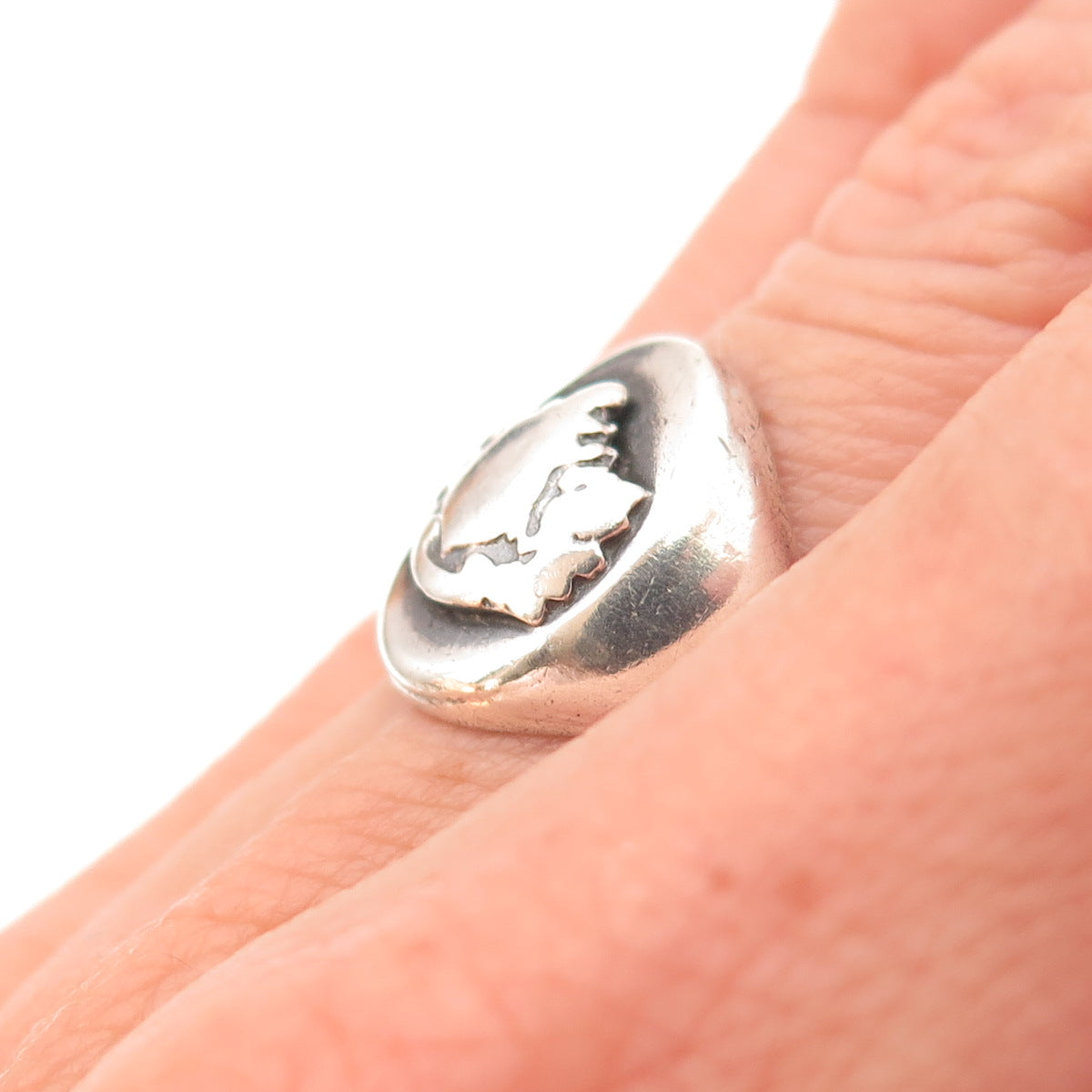 925 Sterling Silver Antique Art Deco Coat of Arms Adjustable Signet Ring Size 6