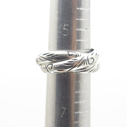 925 Sterling Silver Vintage Engraved Trinity Interlocked Band Ring Size 6