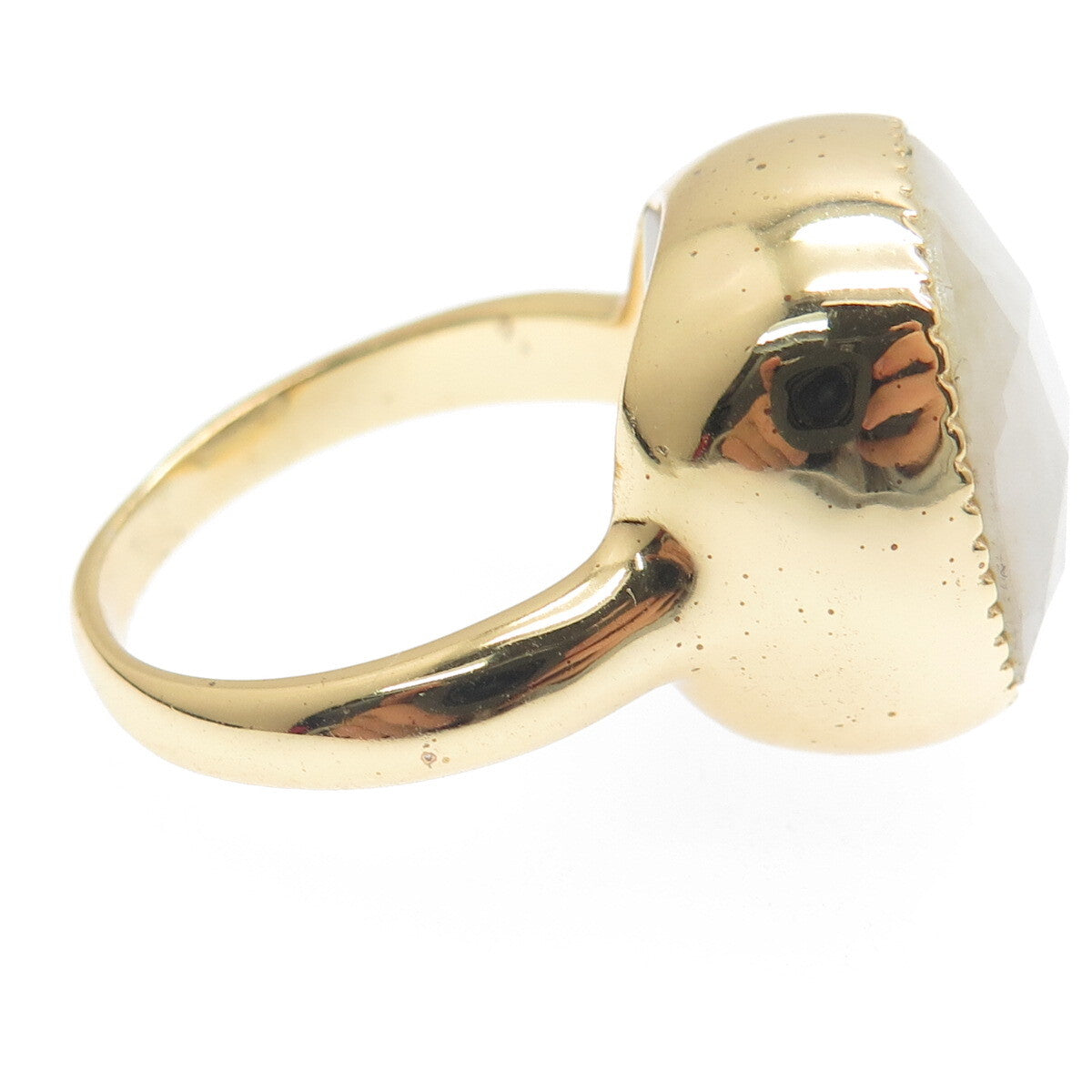 BLQ Basiq Jewelry 925 Sterling Silver Gold Plated Real Quartz Ring Size 8.75