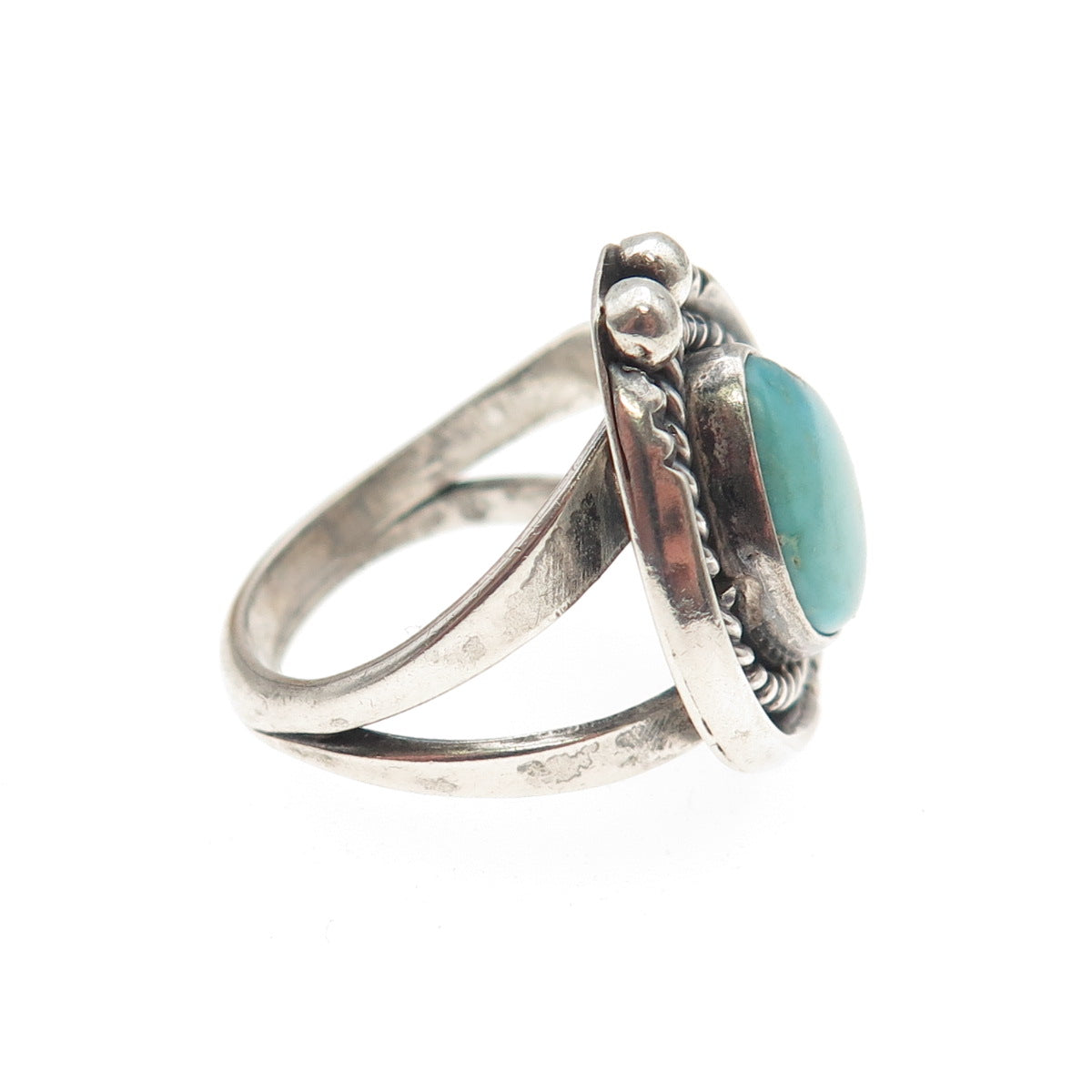 Old Pawn Sterling Silver Vintage Southwestern Turquoise Tribal Ring Size 5.75