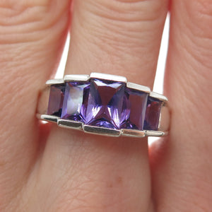 MICHELLE ALBALA 925 Sterling Silver Vintage Real Amethyst Gem Ring Size 9.25