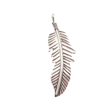 Old Pawn 925 Sterling Silver Vintage Southwestern Feather Tribal Charm Pendant