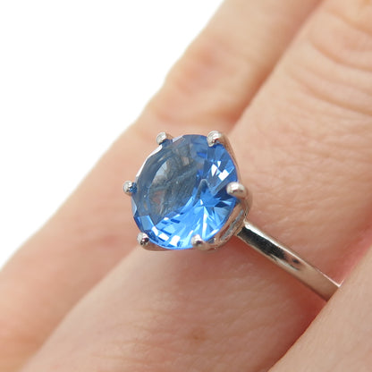 DAZZLERS 925 Sterling Silver Round-Cut Nano Tanzanite Ring Size 6.25