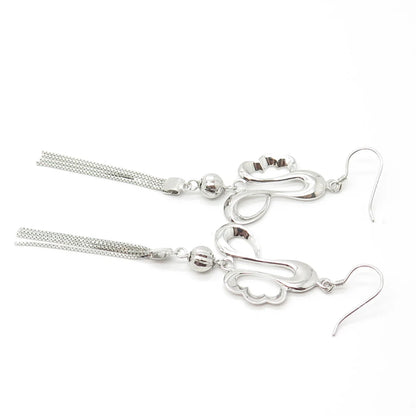925 Sterling Silver Modernist Dangling Drop Earrings