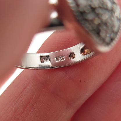 925 Sterling Silver Vintage Round-Cut C Z Heart Oxidized Ring Size 7