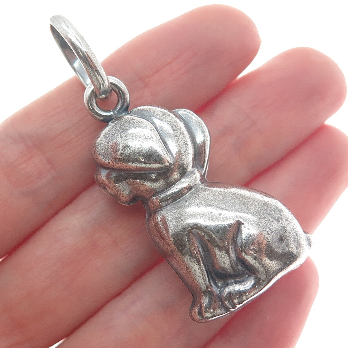 925 Sterling Silver Vintage Italy Ridgeback Dog Oxidized 3D Charm Pendant