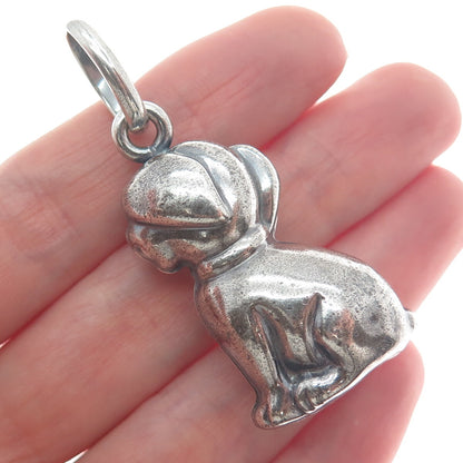 925 Sterling Silver Vintage Italy Ridgeback Dog Oxidized 3D Charm Pendant