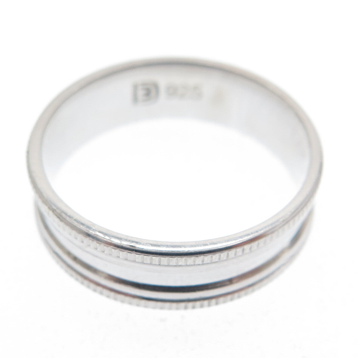 925 Sterling Silver Diamond-Cut Ribbed Band Ring Size 7.5
