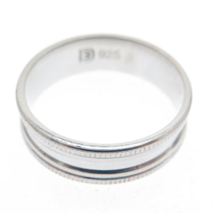 925 Sterling Silver Diamond-Cut Ribbed Band Ring Size 7.5