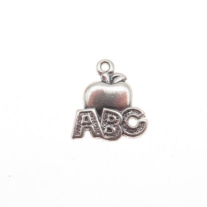 James Avery 925 Sterling Silver Vintage ABC Apple Mini Charm Pendant
