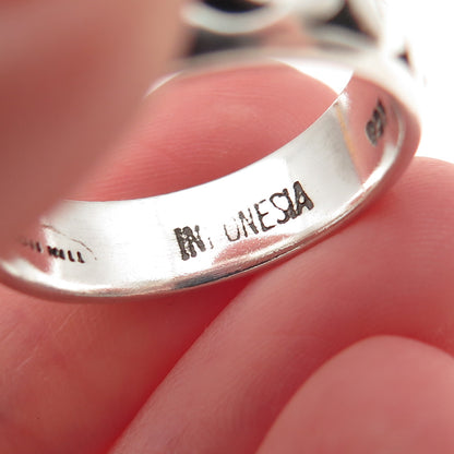 Lois Hill Sterling Silver Vintage Signature Scroll Oxidized Band Ring Size 9.25