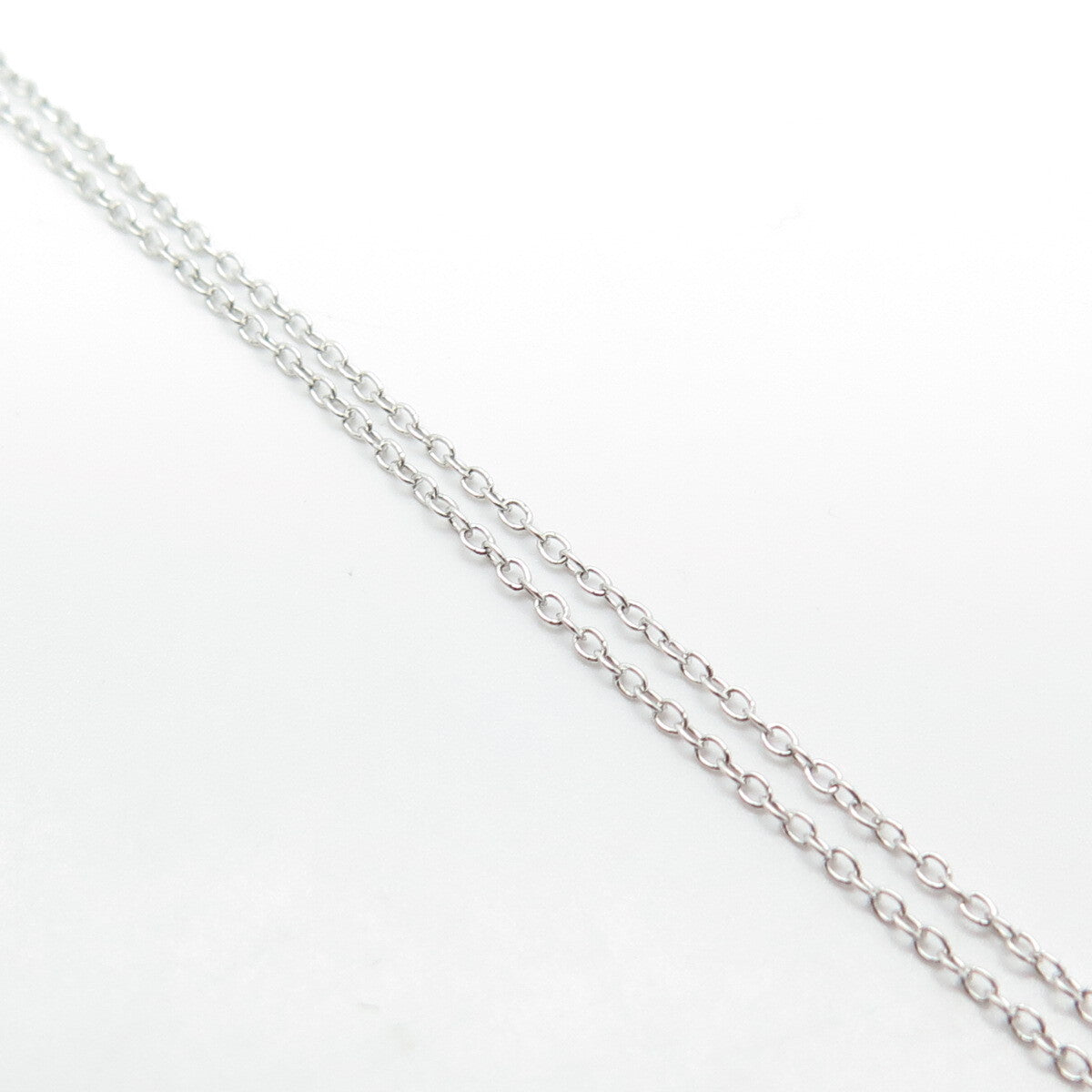 925 Sterling Silver Italy Smoky Quartz & White Topaz Gem Rolo Chain Necklace 18"