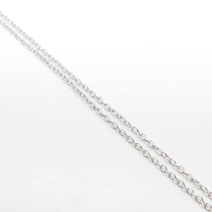 925 Sterling Silver Italy Smoky Quartz & White Topaz Gem Rolo Chain Necklace 18"