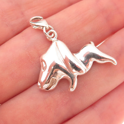 925 Sterling Silver Vintage Dog Lobster Lock Clasp Charm Pendant