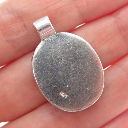 925 Sterling Silver Vintage Real Lavender Mother-of-Pearl Charm Pendant